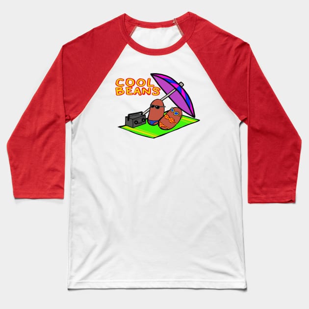 Cool Beans at the Beach Baseball T-Shirt by wolfmanjaq